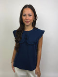 Top met Grote Kraag Navy