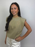 Beige Top met Diamanten