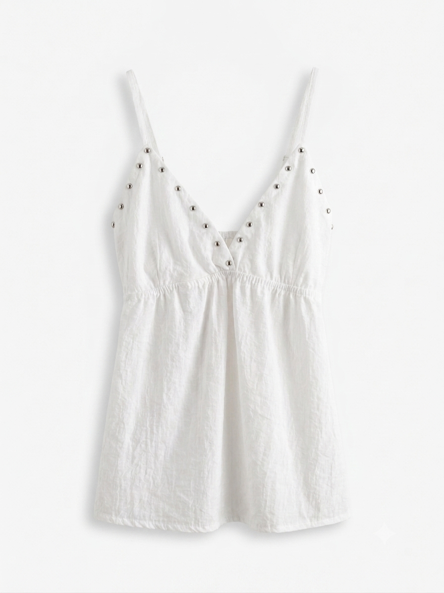 Studs Detail Top - Wit