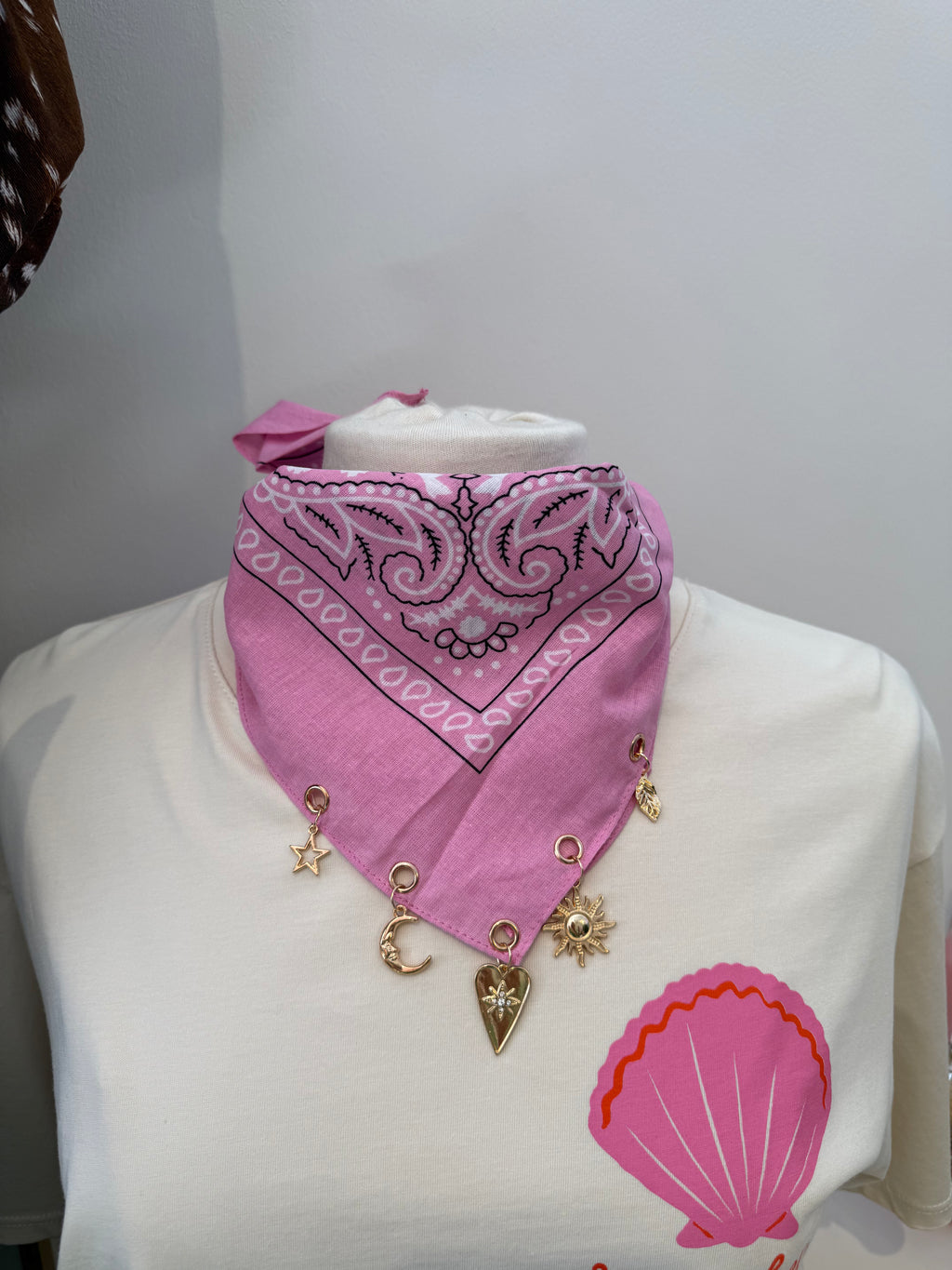 Bandana Sjaaltje met Bedels Pink