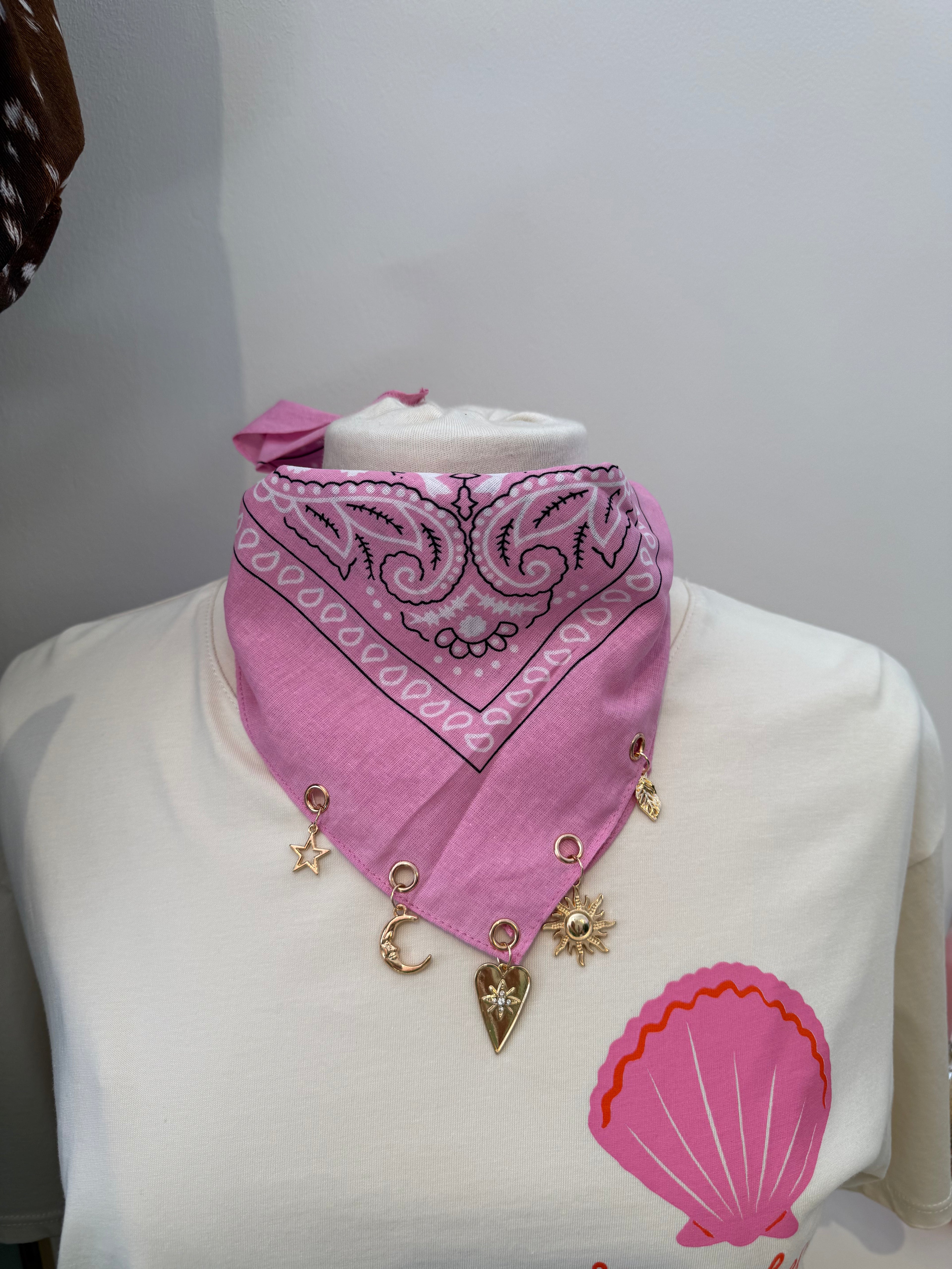 Bandana Sjaaltje met Bedels Pink
