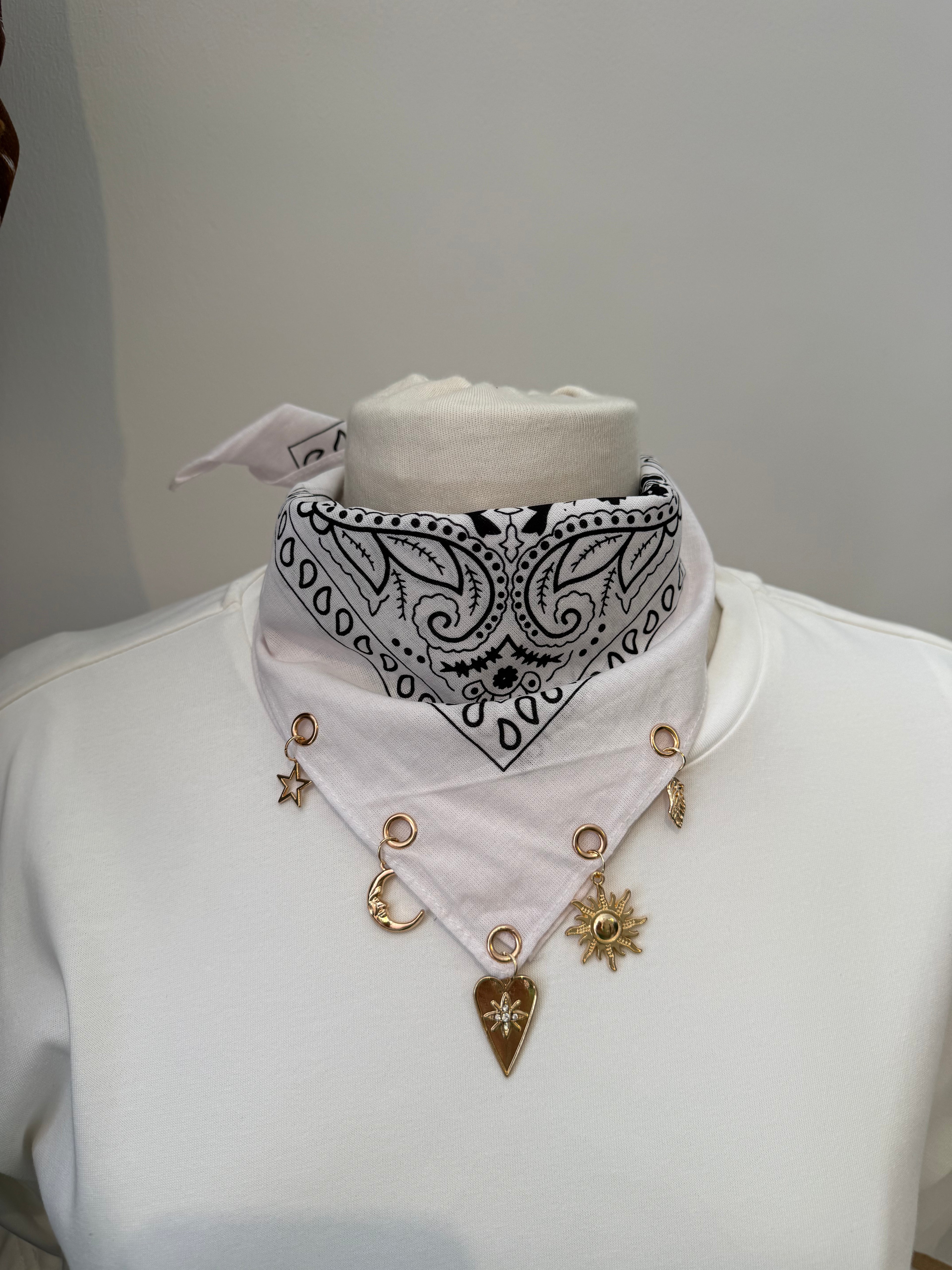 Bandana Sjaaltje met Bedels White