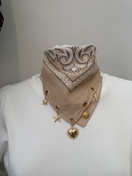 Bandana Sjaaltje met Bedels Beige