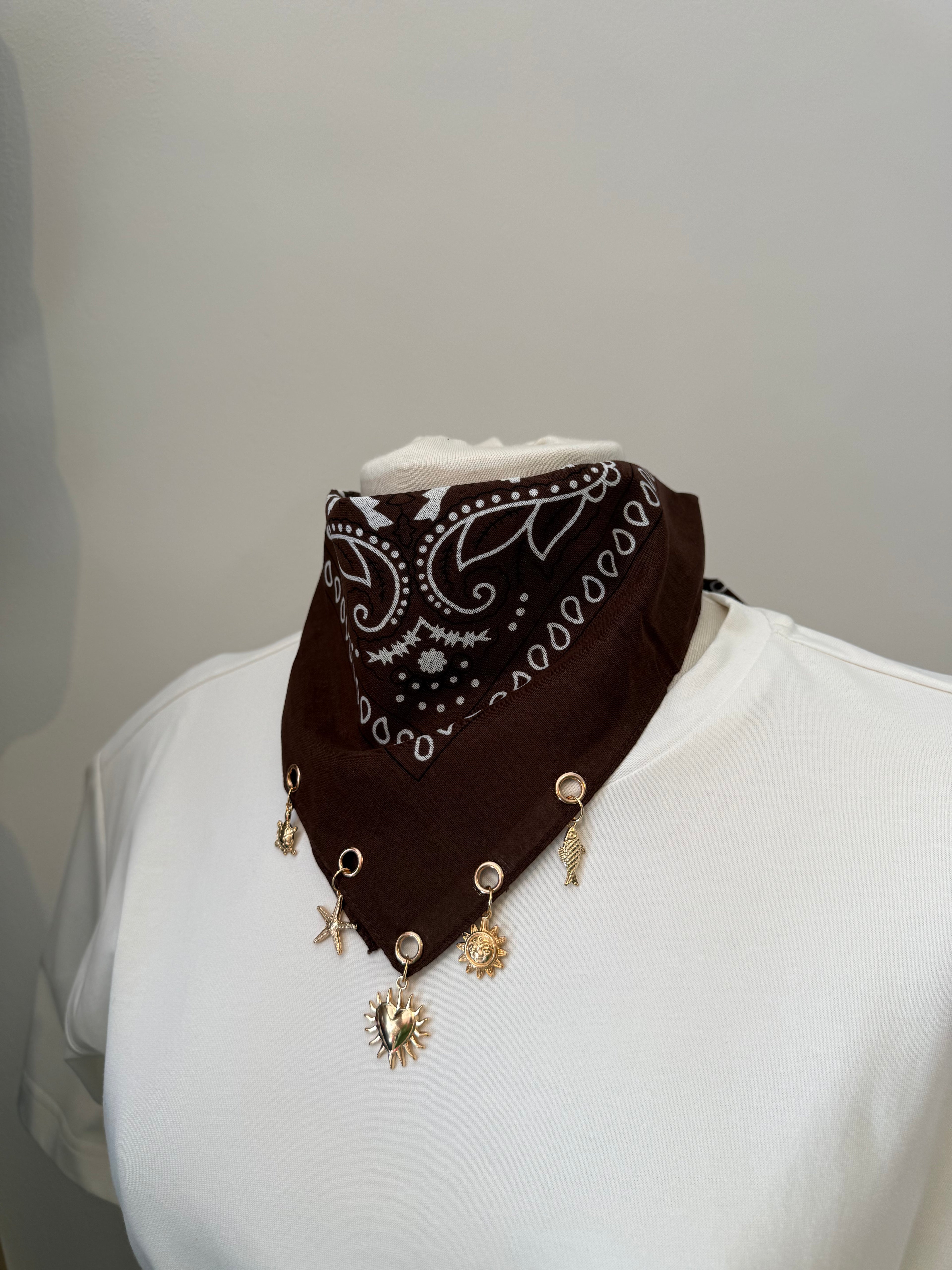Bandana Sjaaltje met Bedels Brown