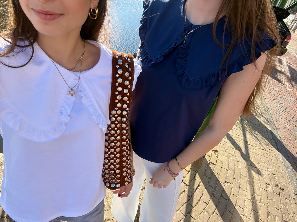 Top met Grote Kraag Navy