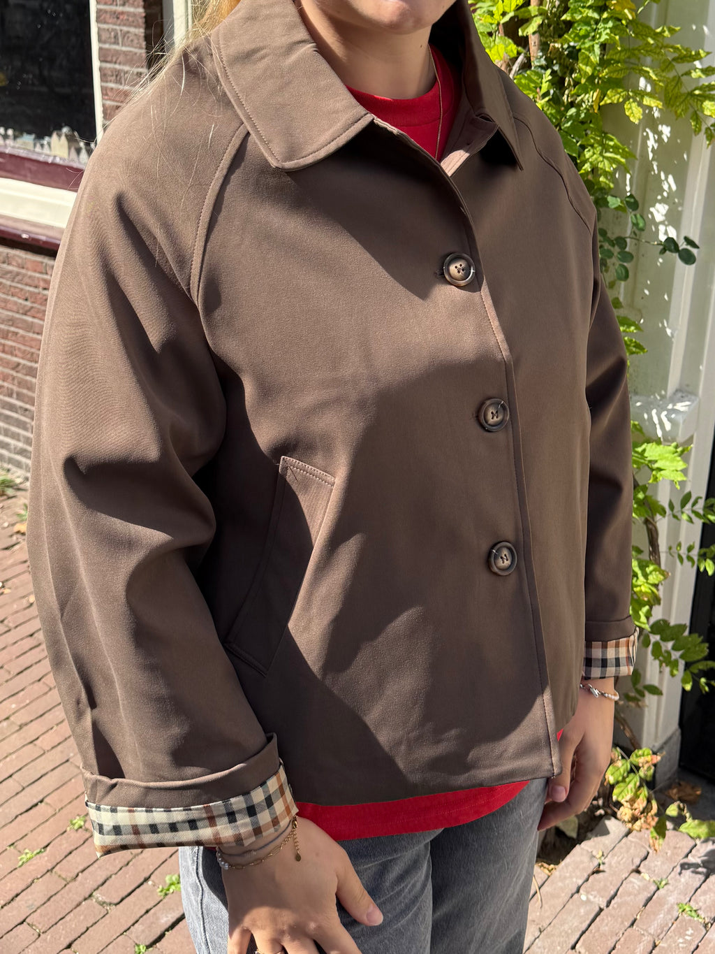 Brown Check Detail Trench