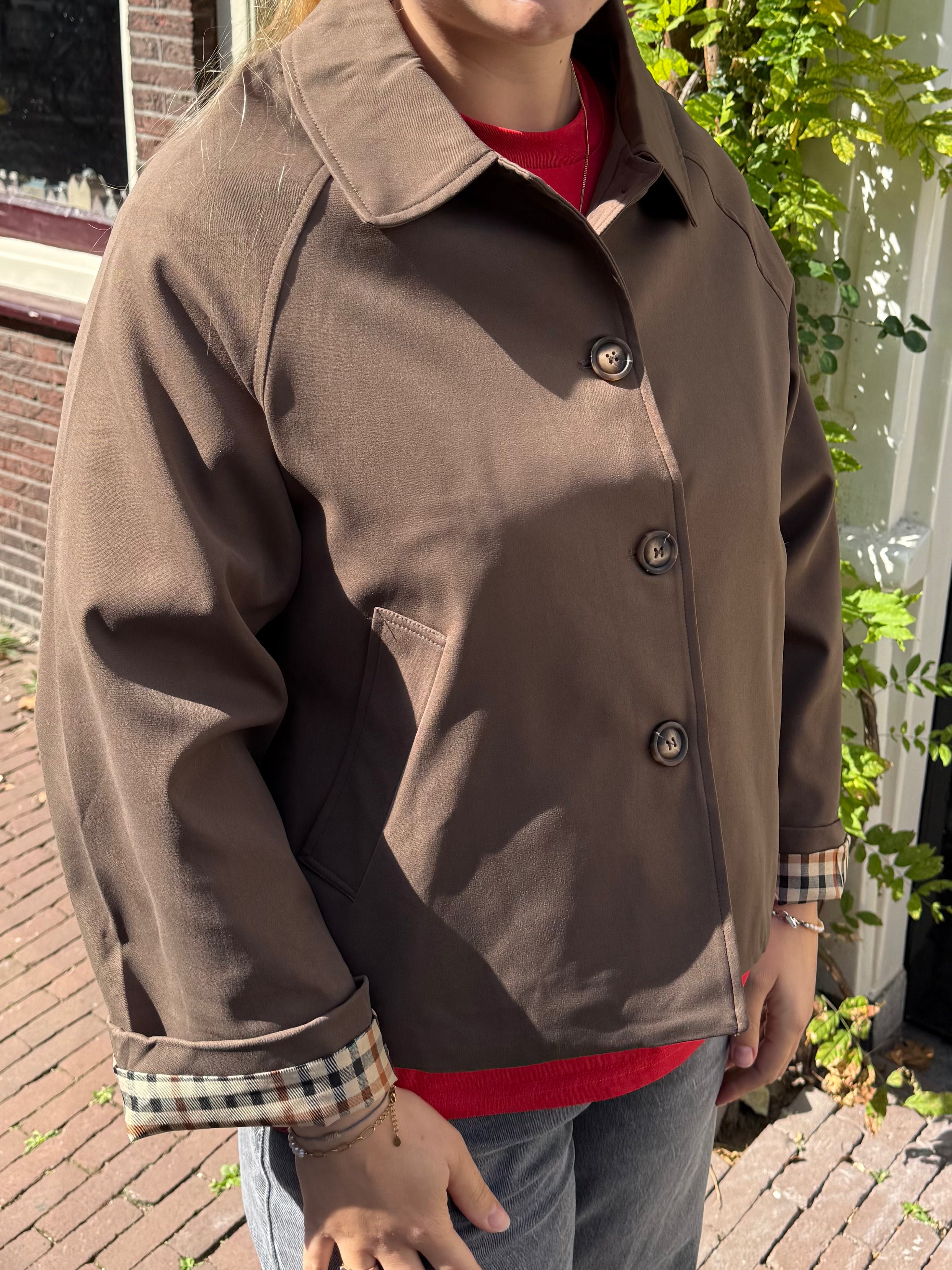 Brown Check Detail Trench