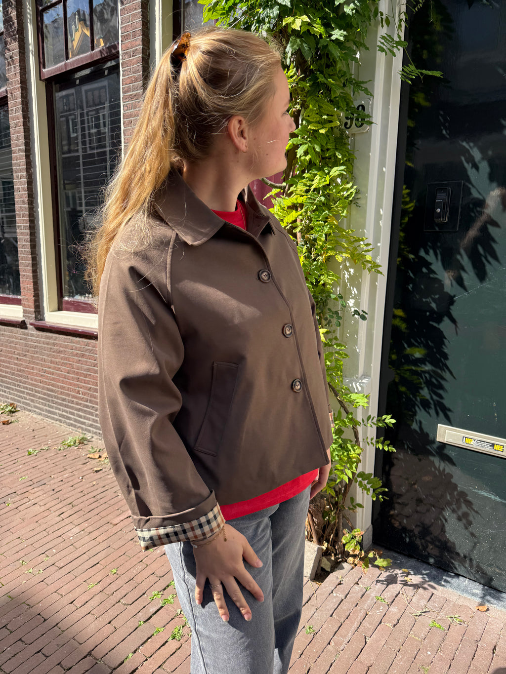 Brown Check Detail Trench
