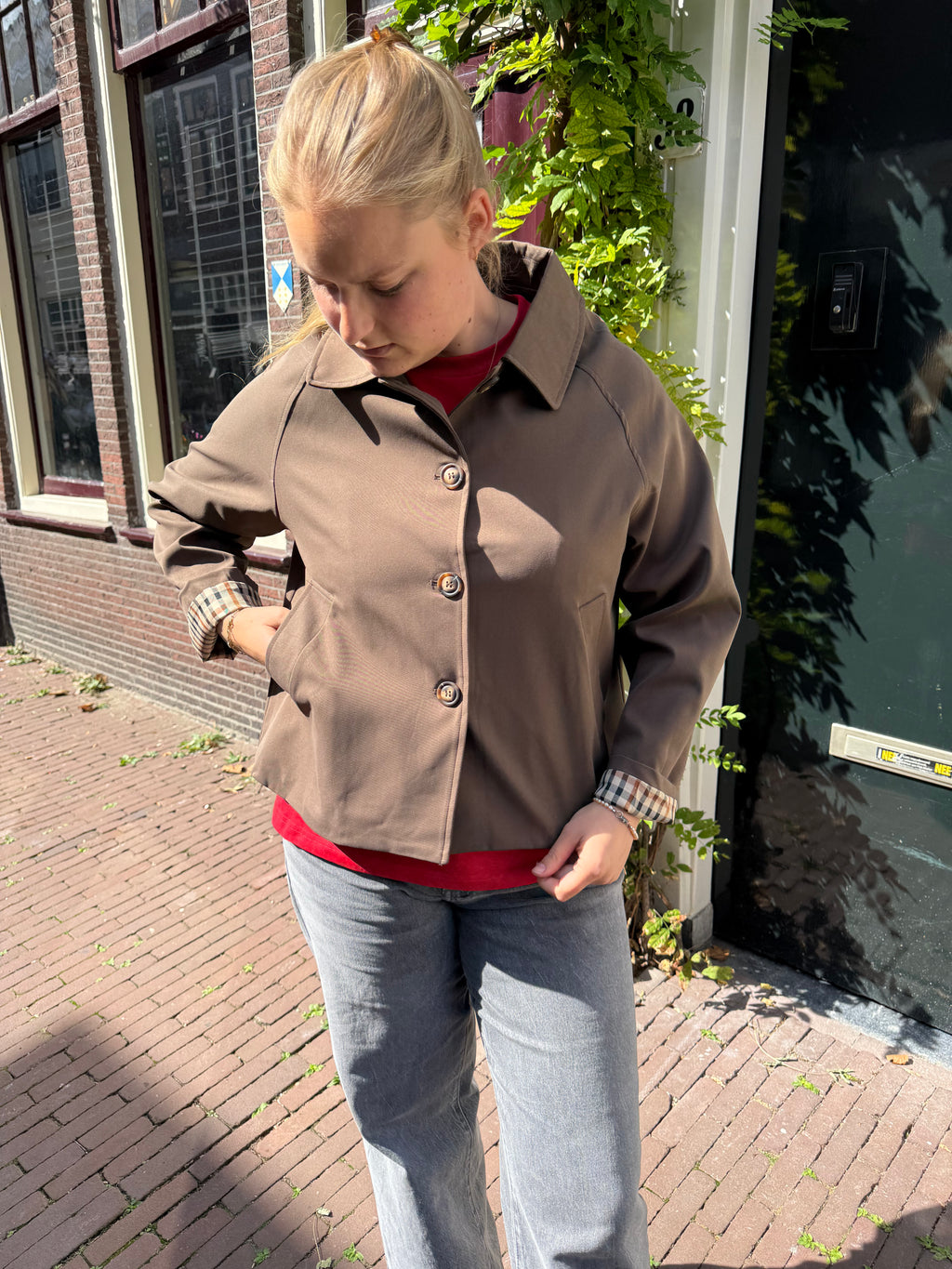 Brown Check Detail Trench