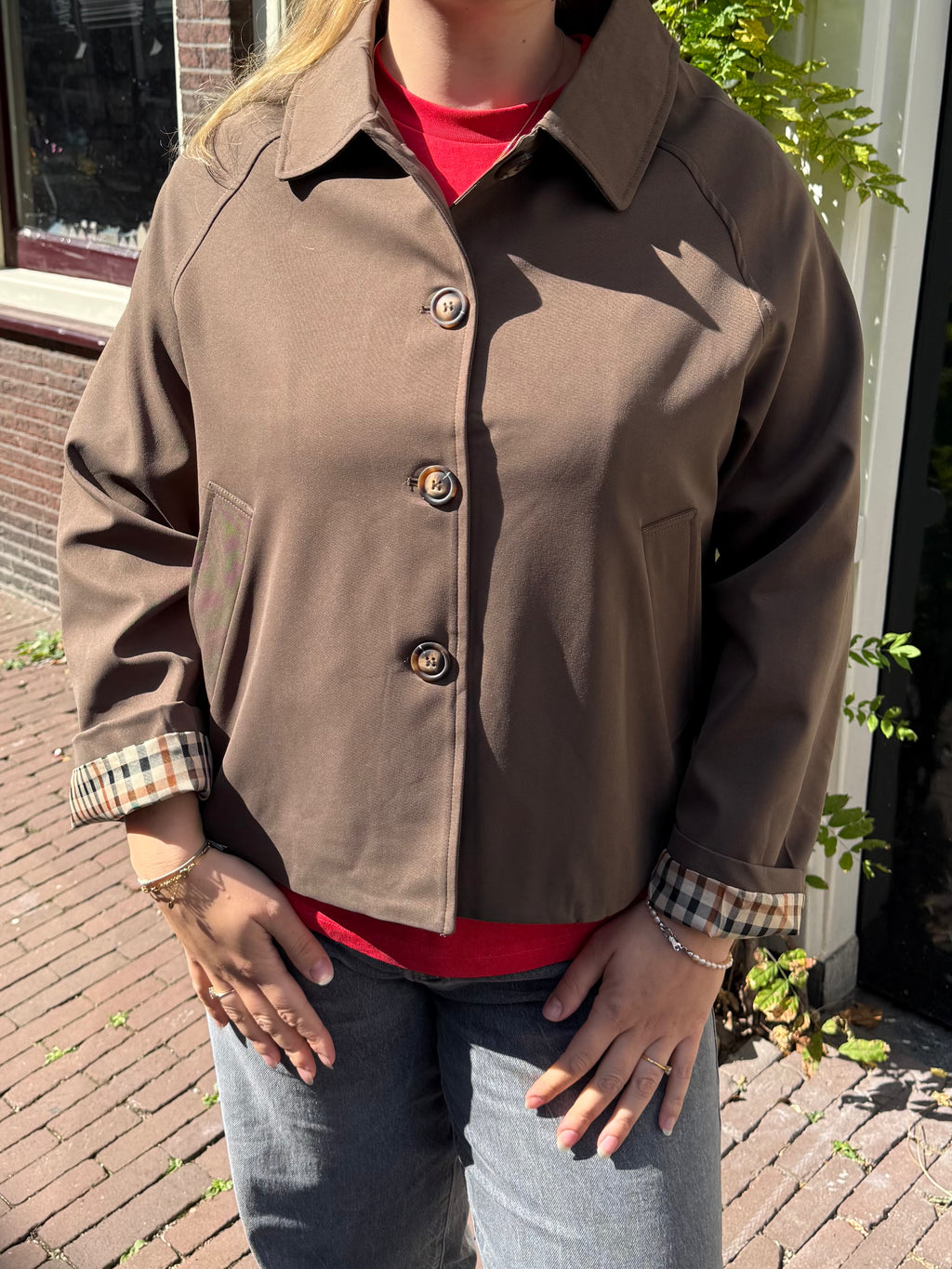 Brown Check Detail Trench
