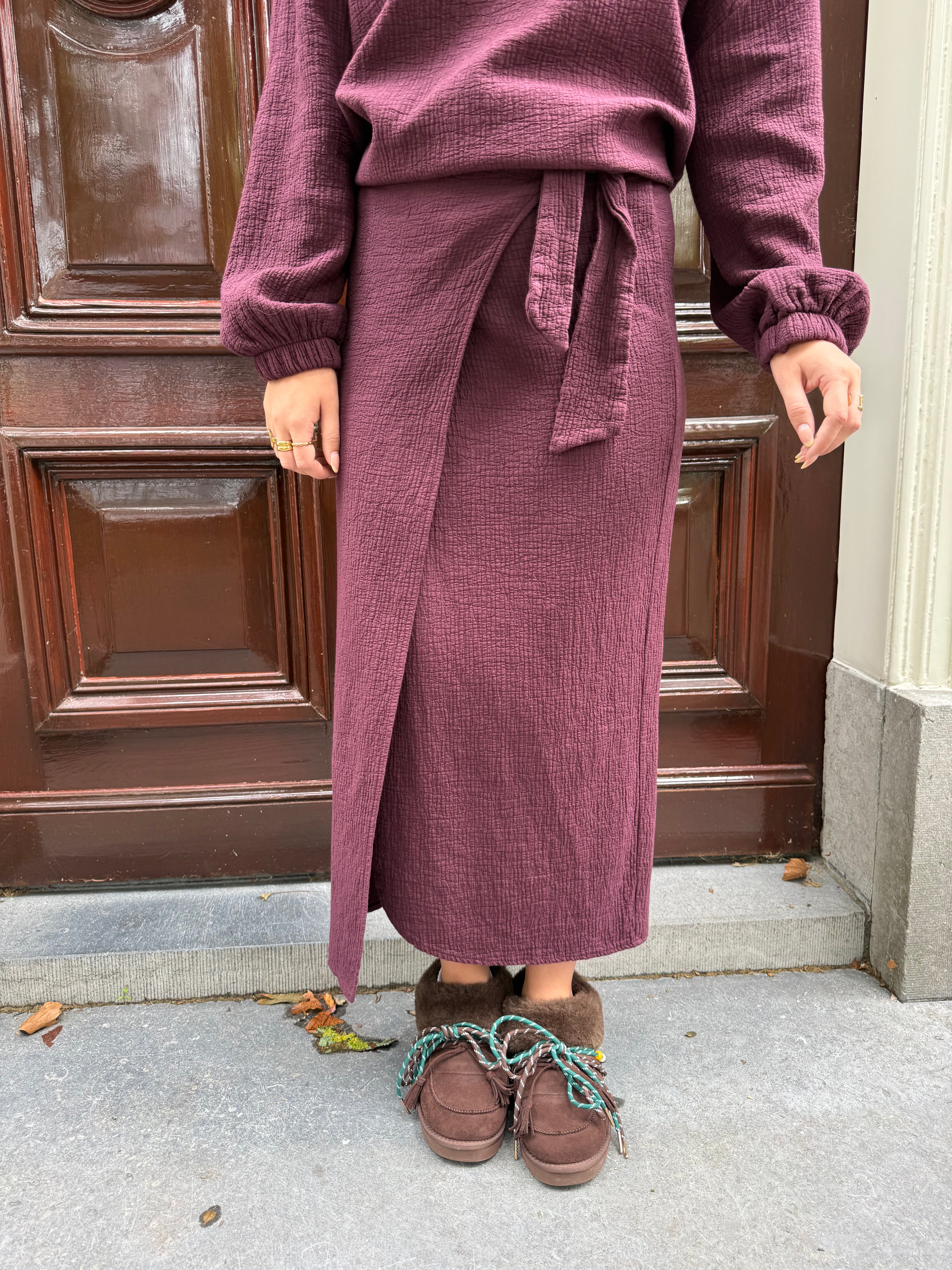 Bordeaux Mousseline Wrap Skirt
