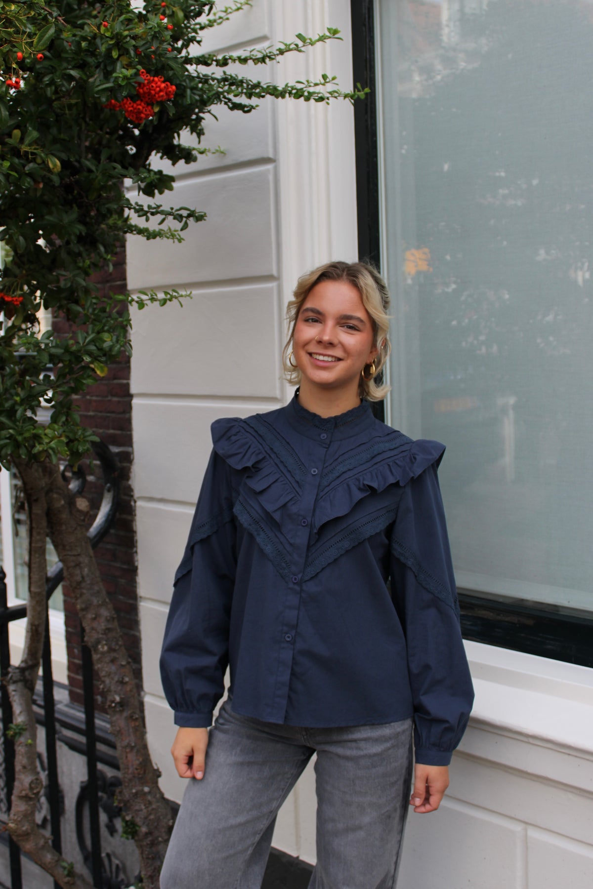 Ruffle & Broderie Blouse