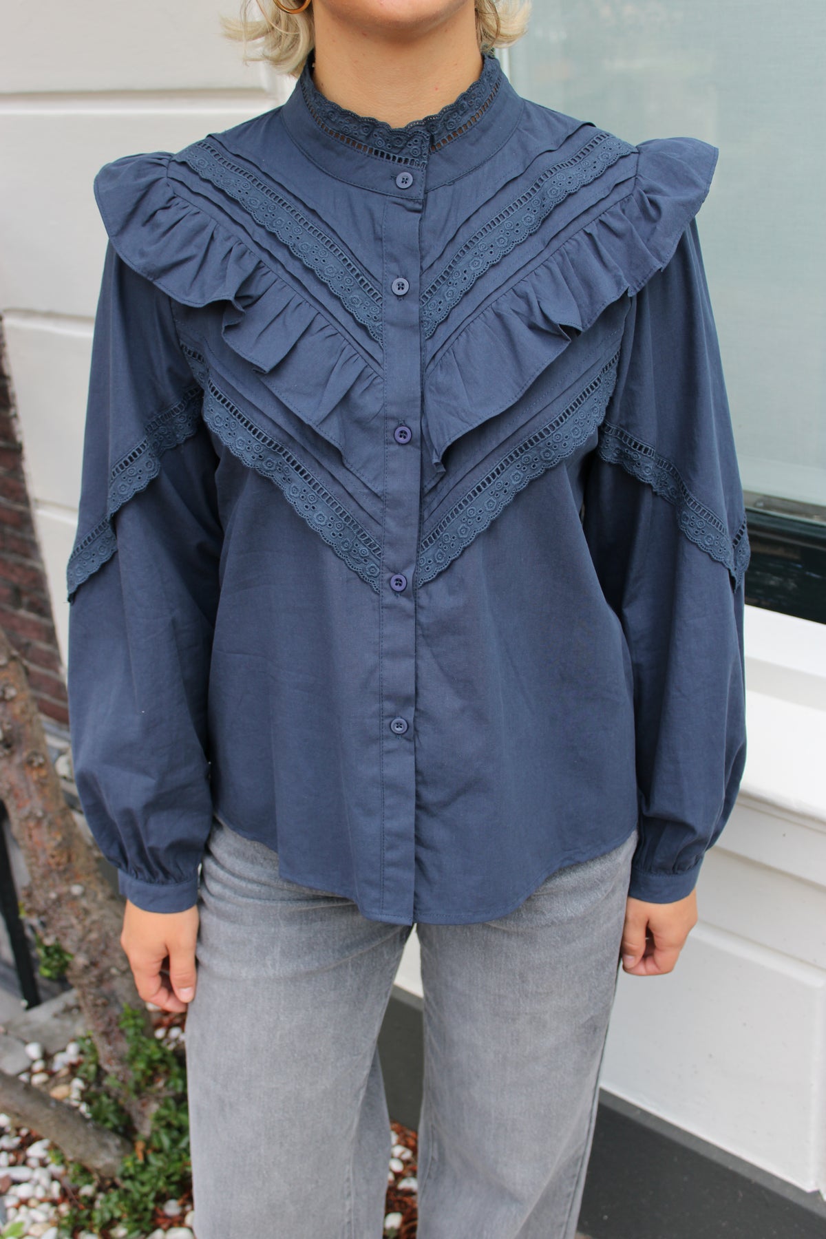 Ruffle & Broderie Blouse