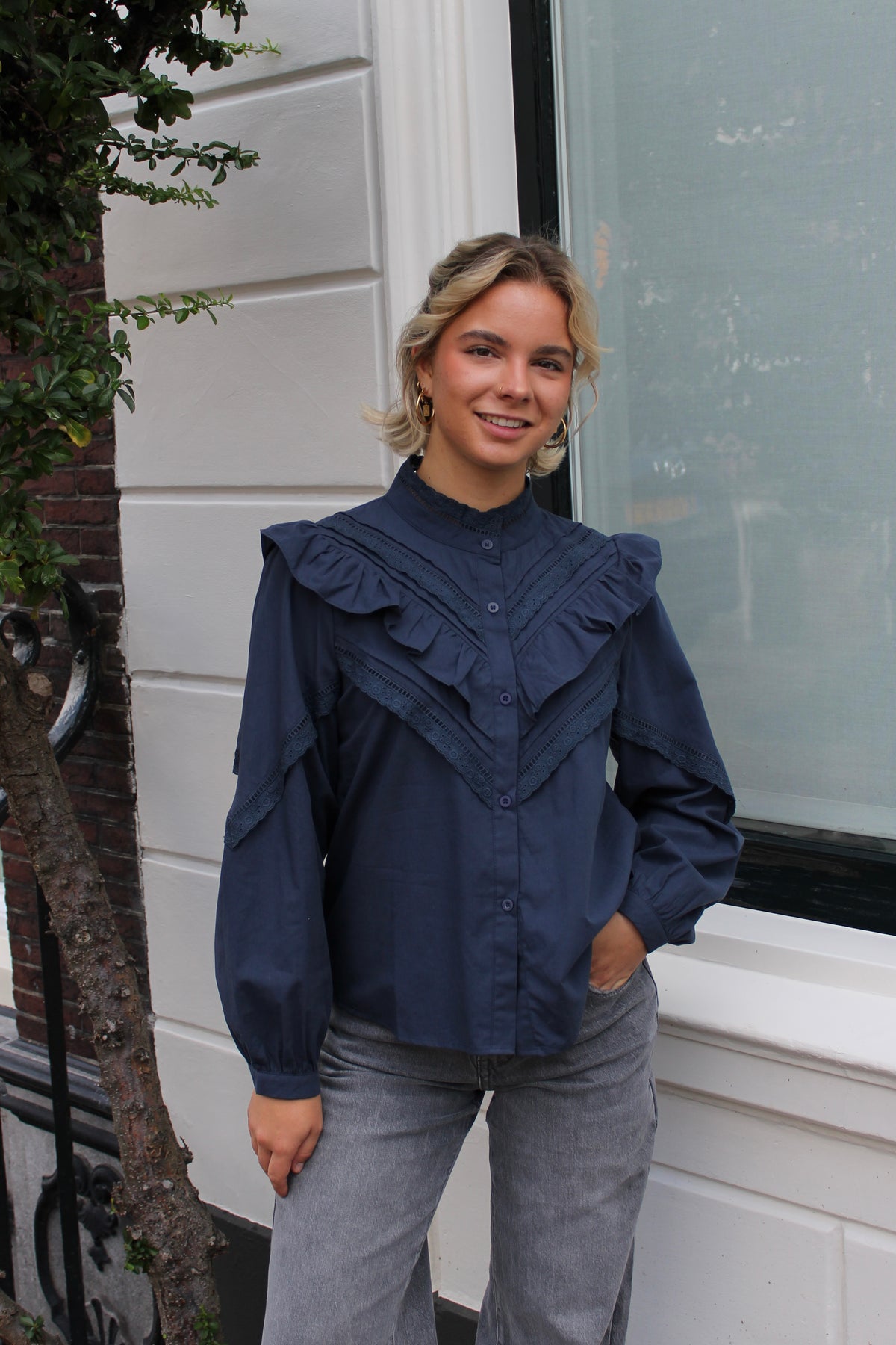 Ruffle & Broderie Blouse