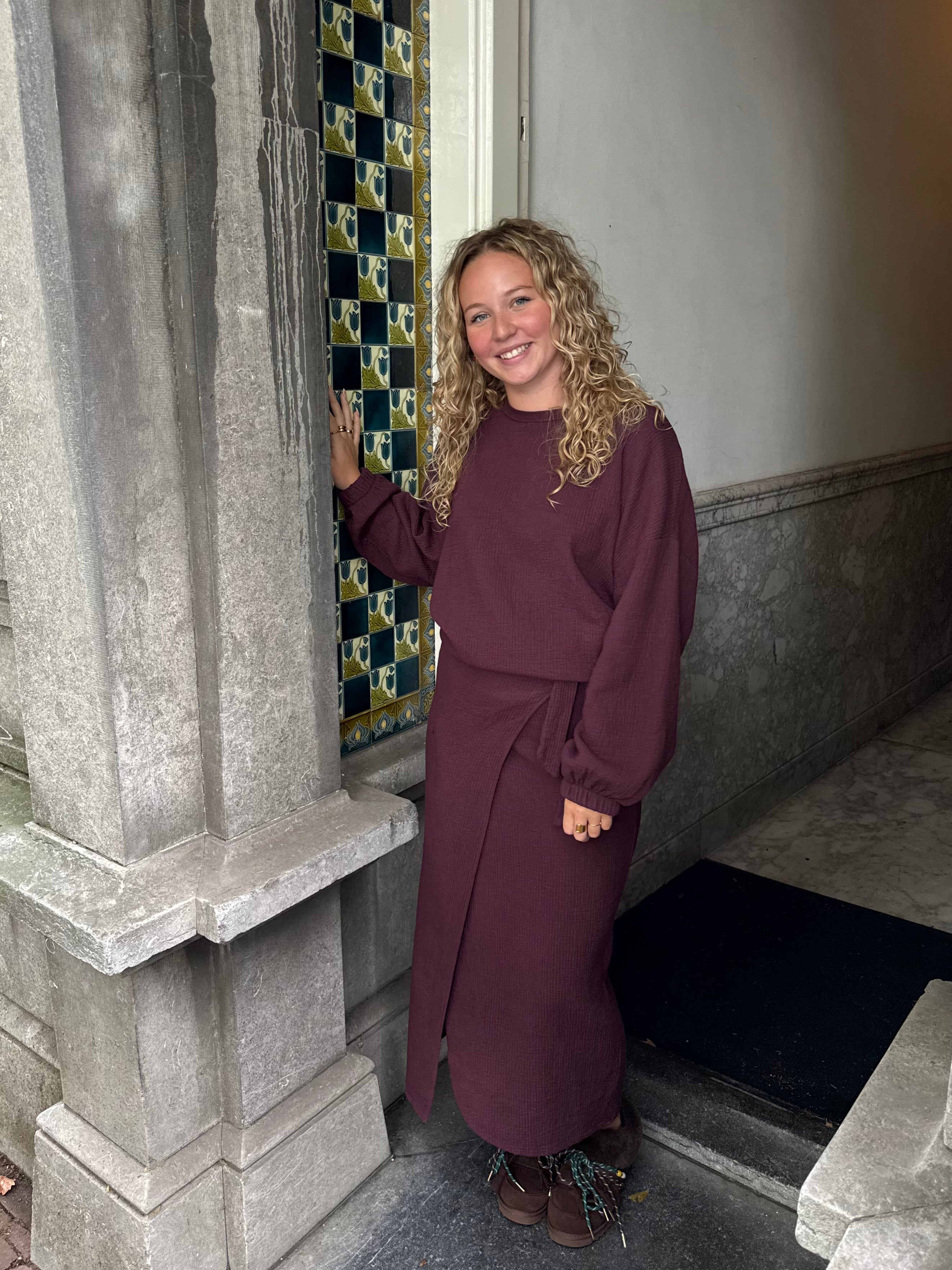 Bordeaux Mousseline Wrap Skirt