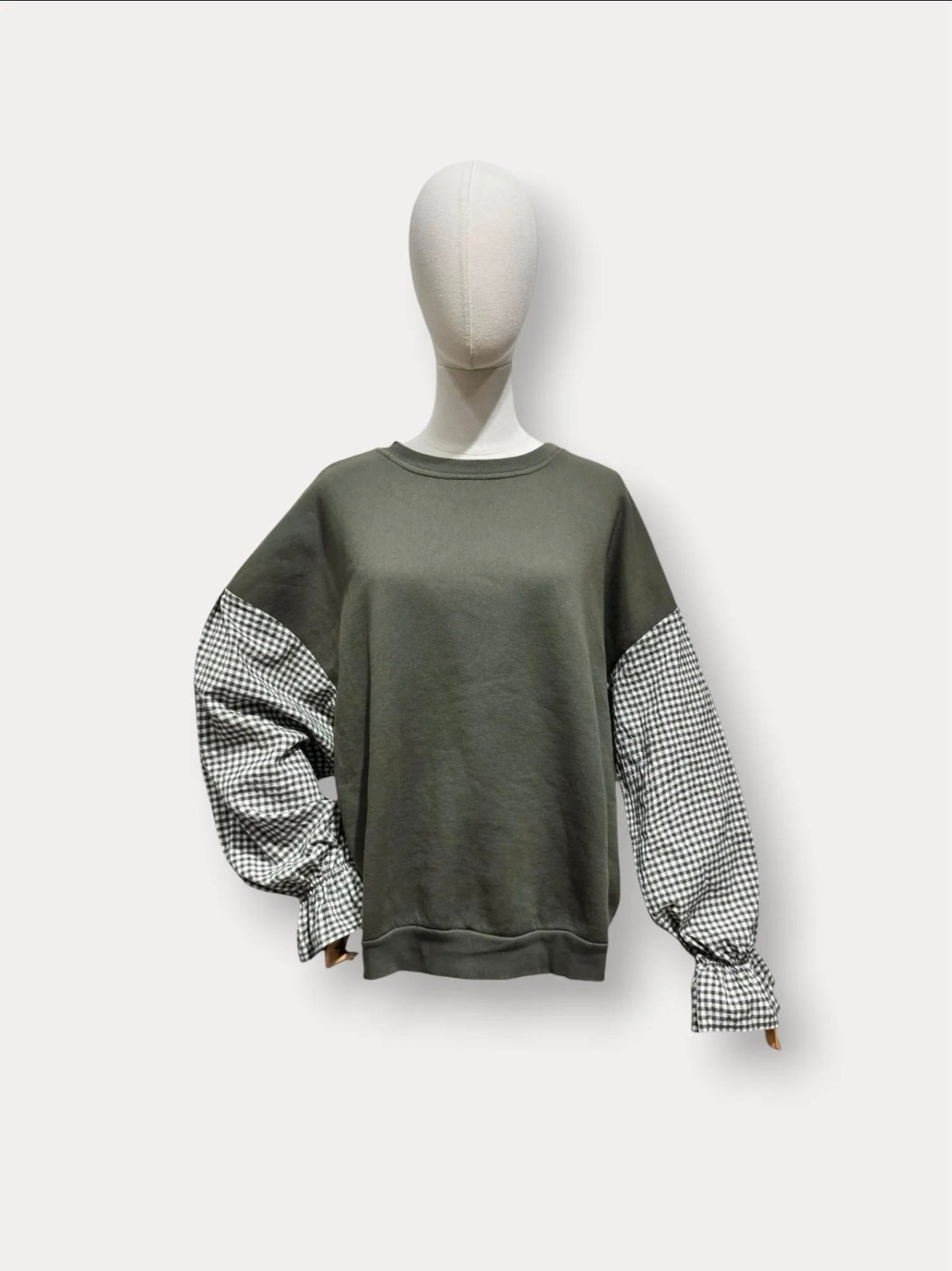 Green Checkered Sleeve Sweater