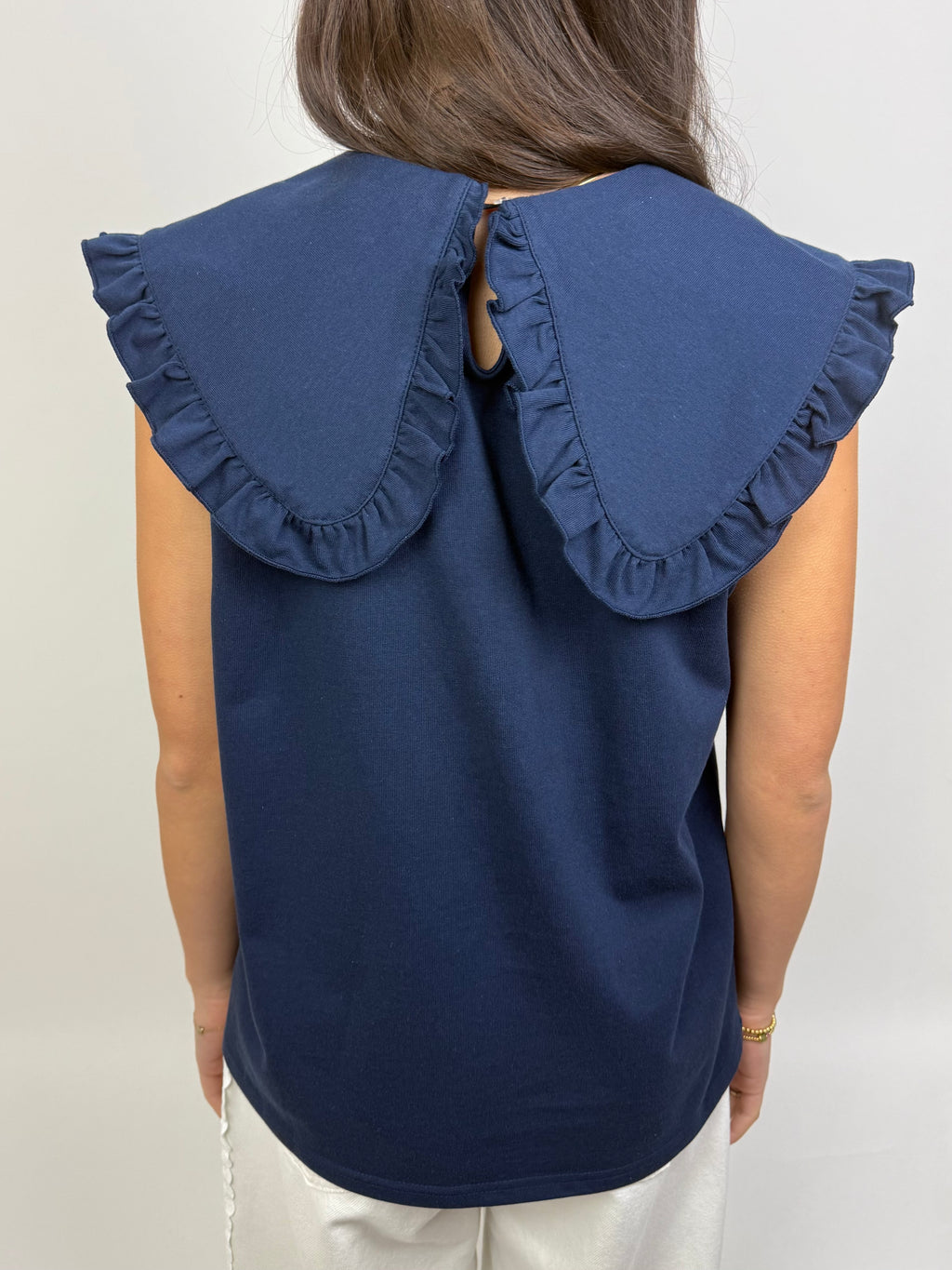 Top met Grote Kraag Navy
