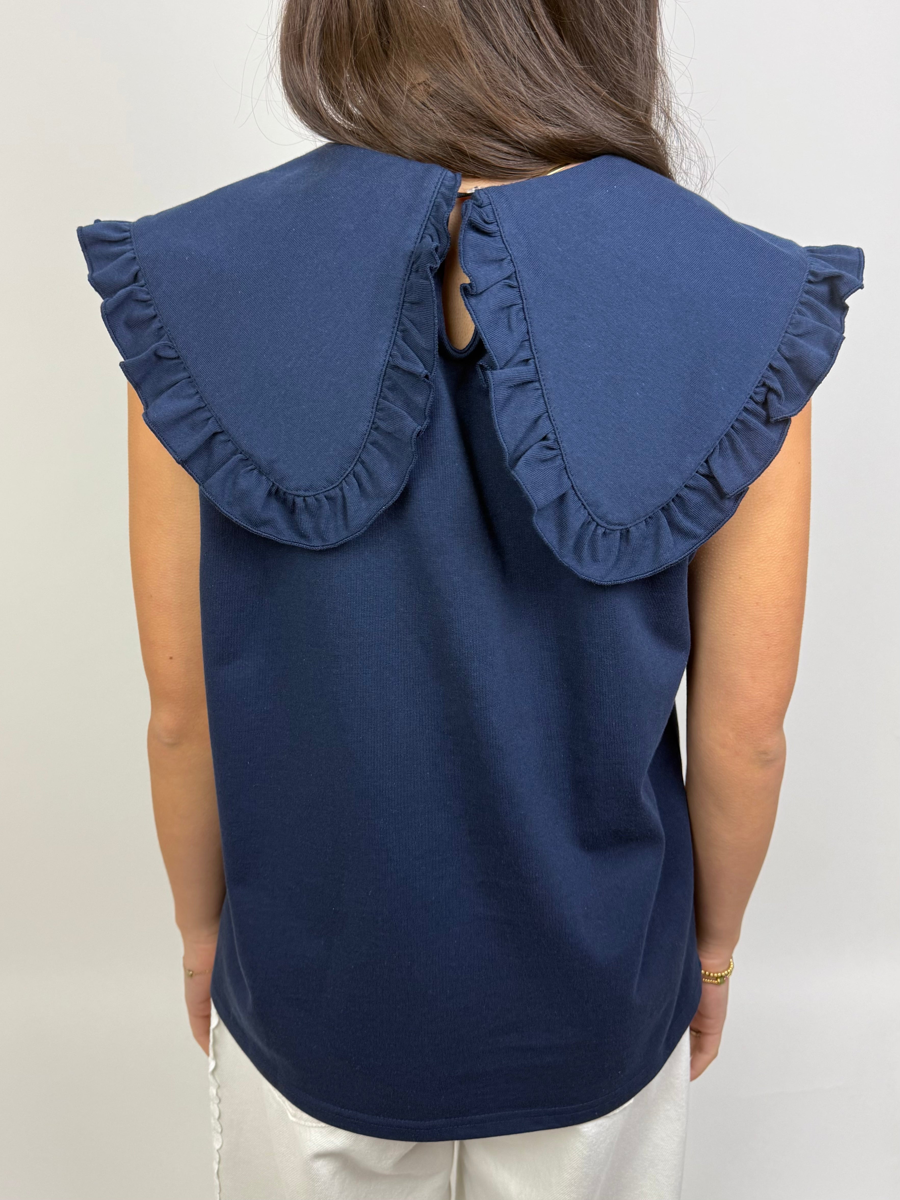 Top met Grote Kraag Navy
