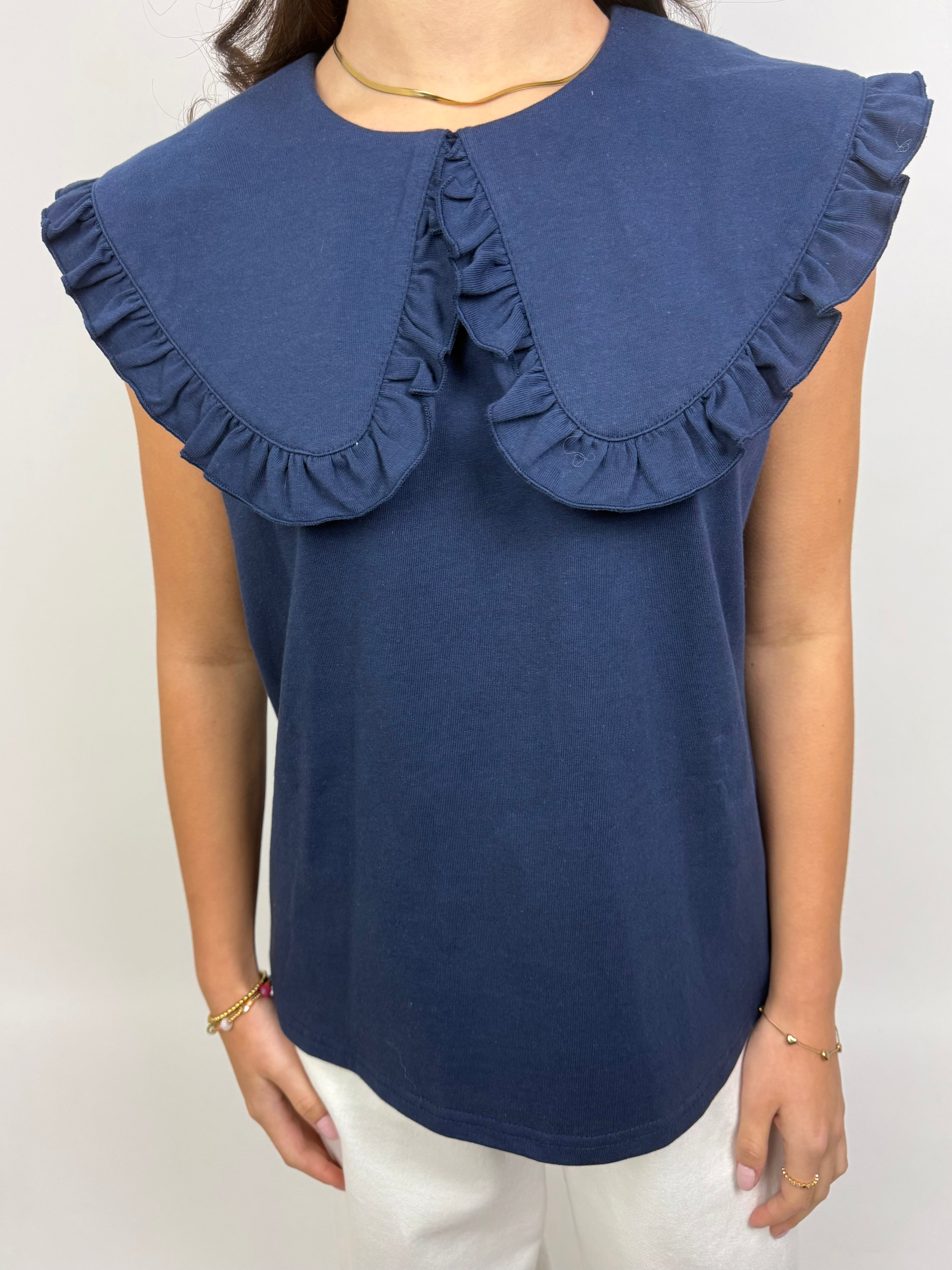 Top met Grote Kraag Navy