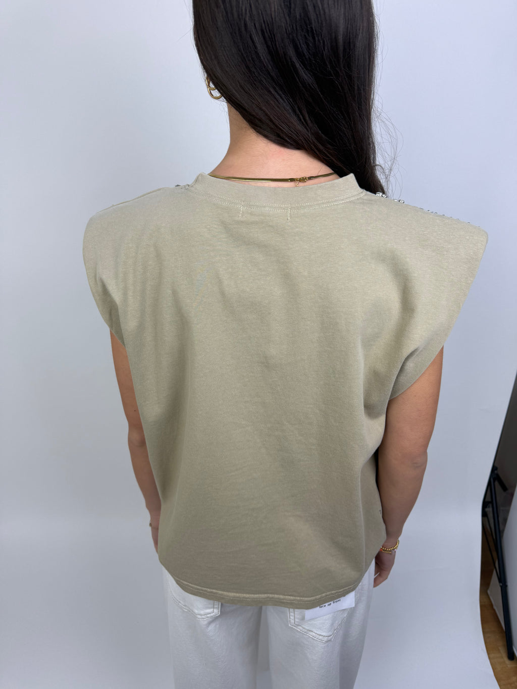 Beige Top met Diamanten
