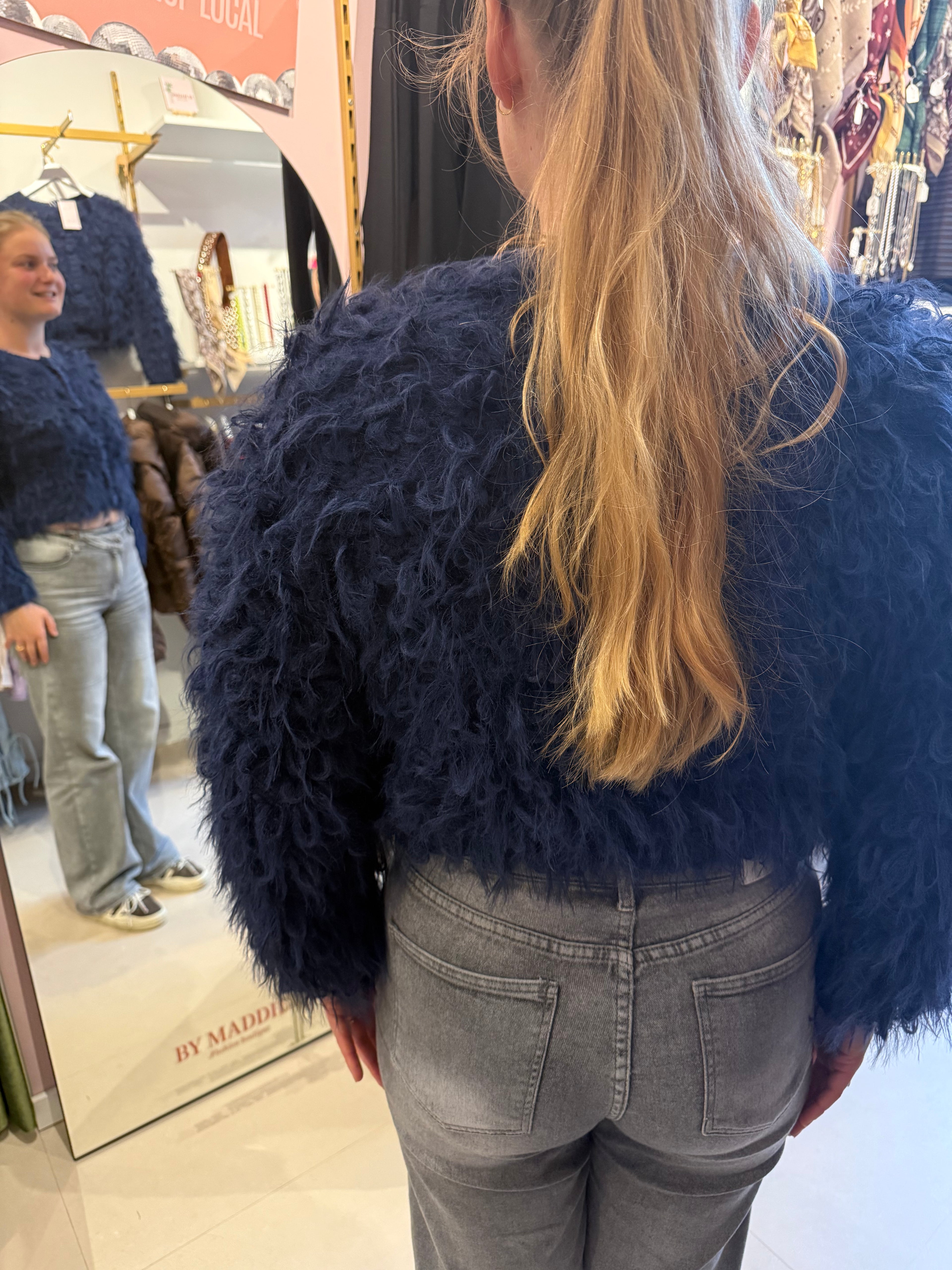 Blue Fluffy Knit Vest