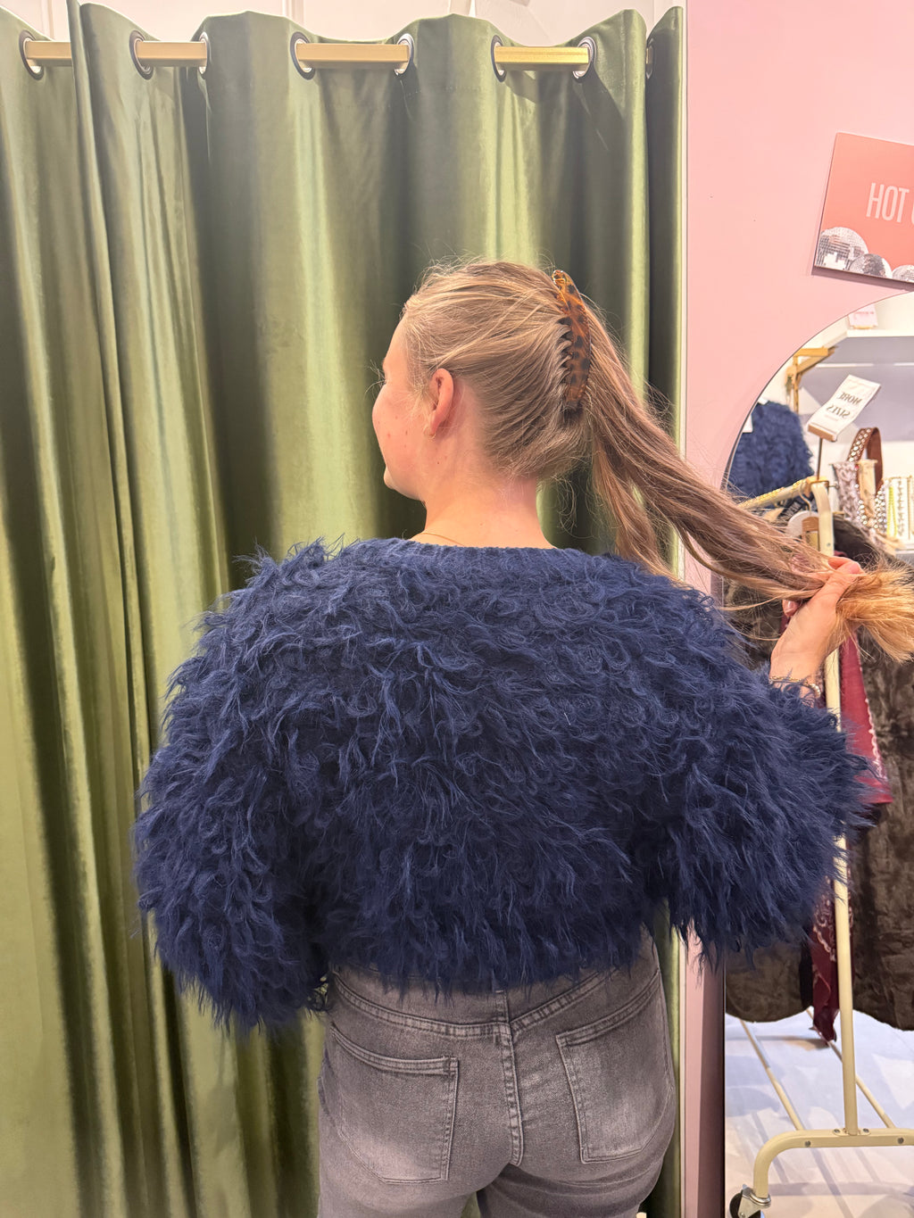 Blue Fluffy Knit Vest