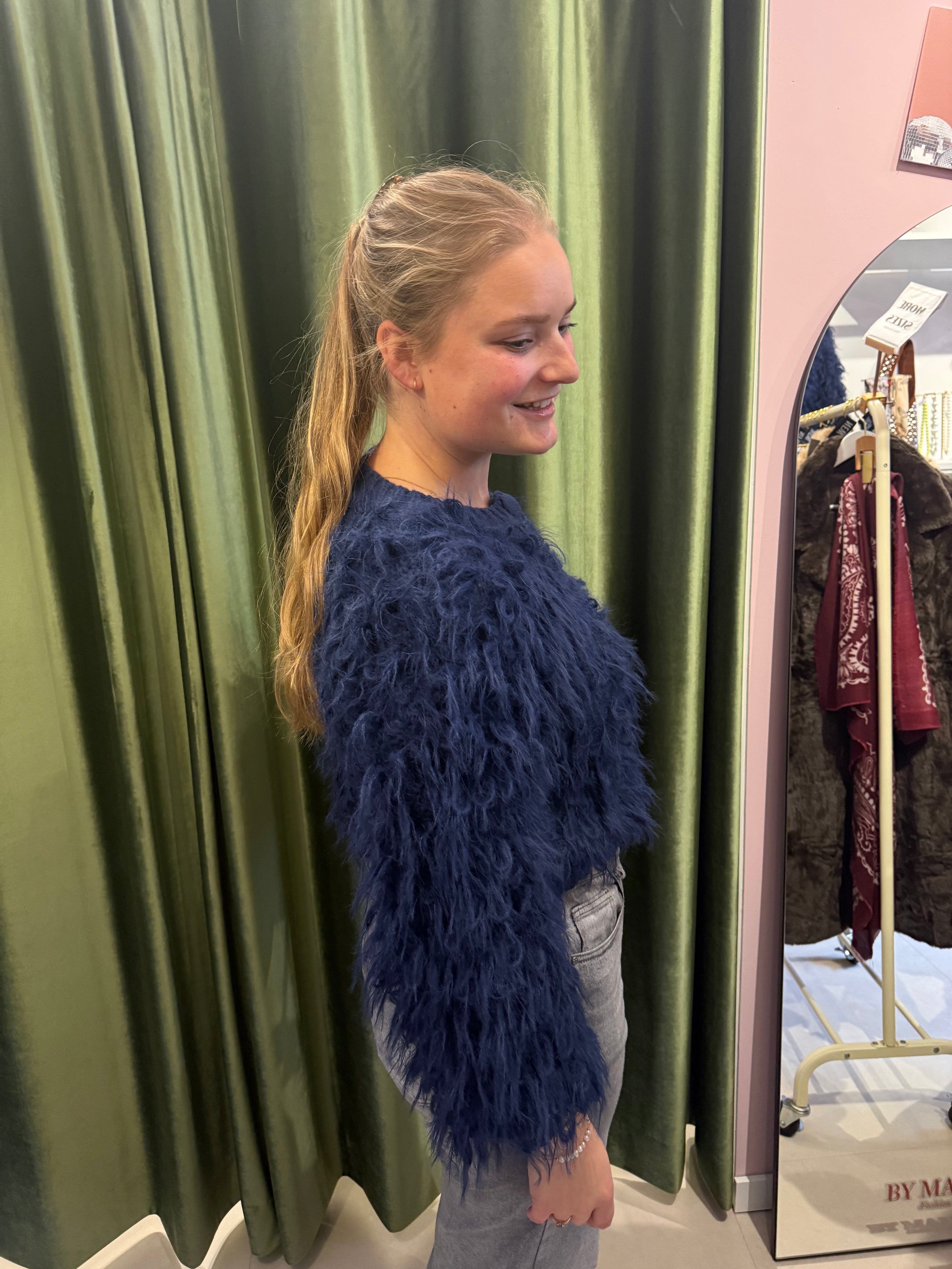 Blue Fluffy Knit Vest