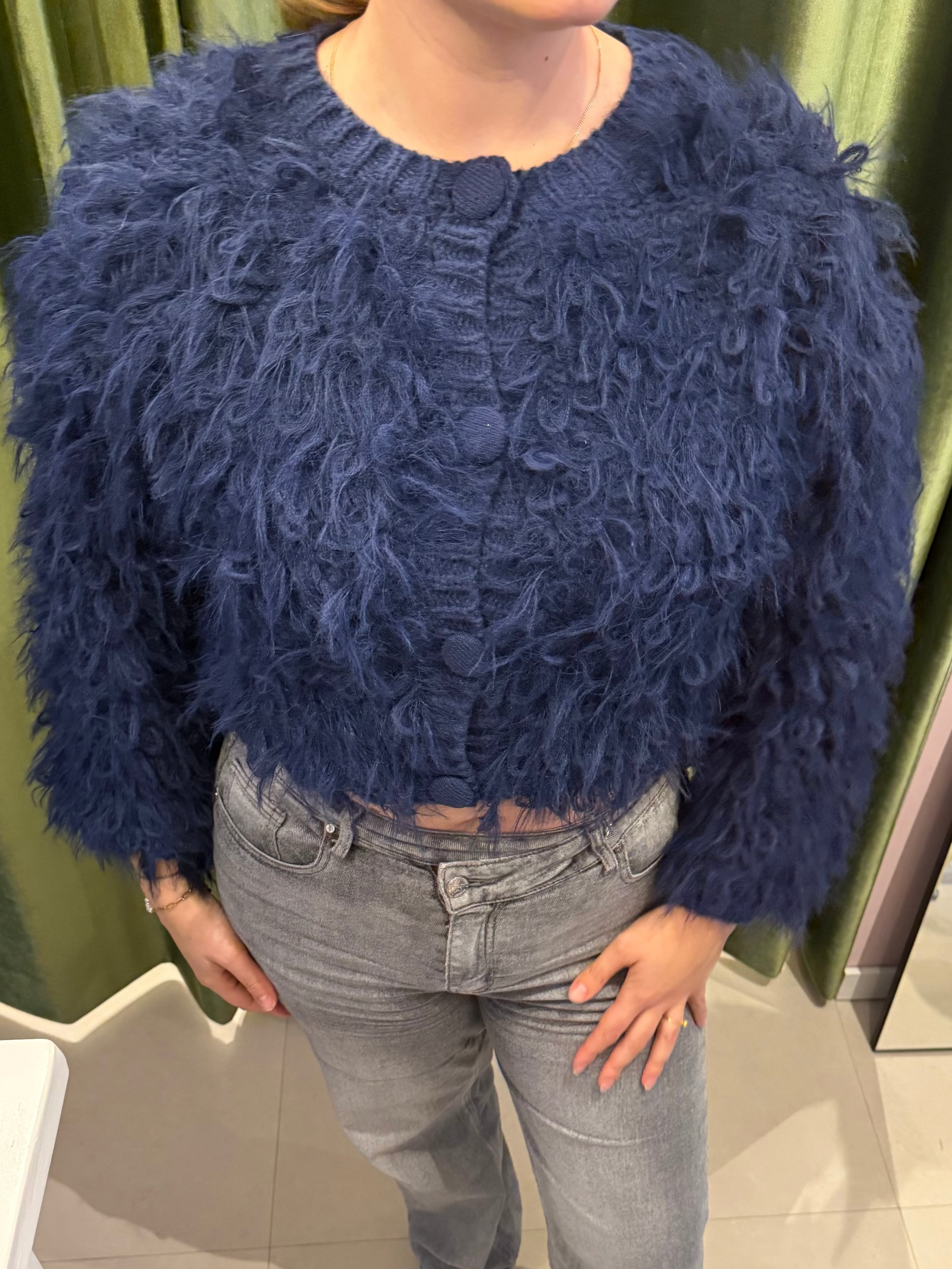 Blue Fluffy Knit Vest