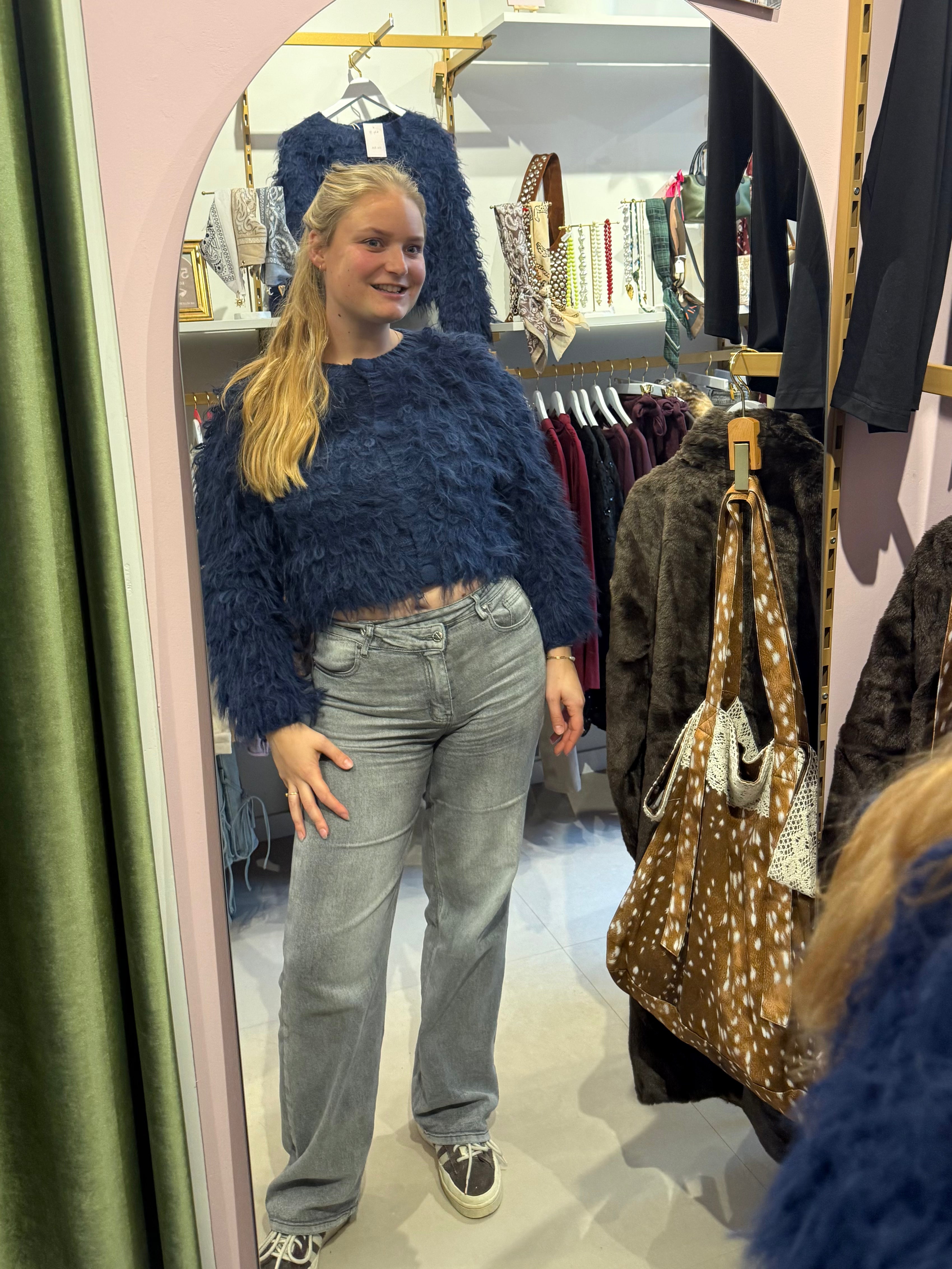 Blue Fluffy Knit Vest