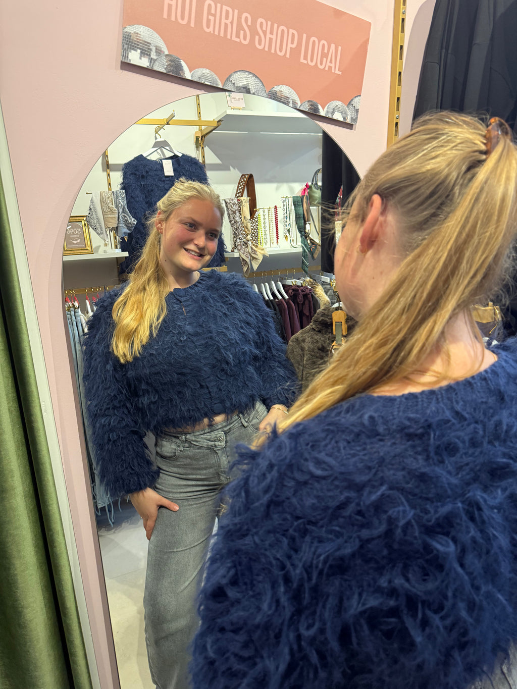 Blue Fluffy Knit Vest