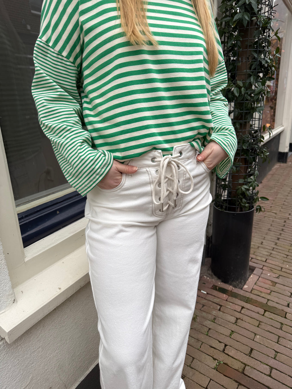 Wide Leg Jeans met Striksluiting