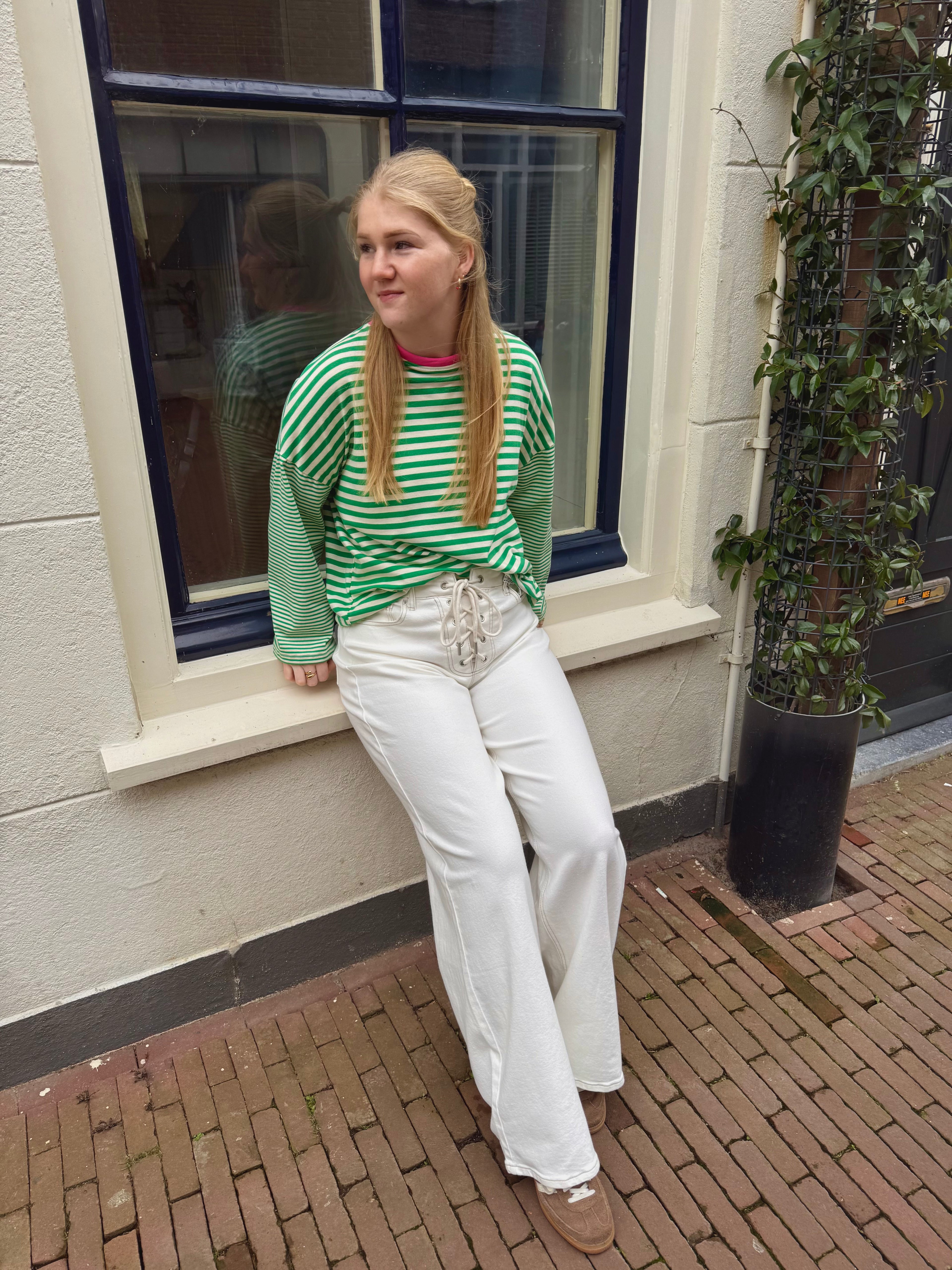 Wide Leg Jeans met Striksluiting