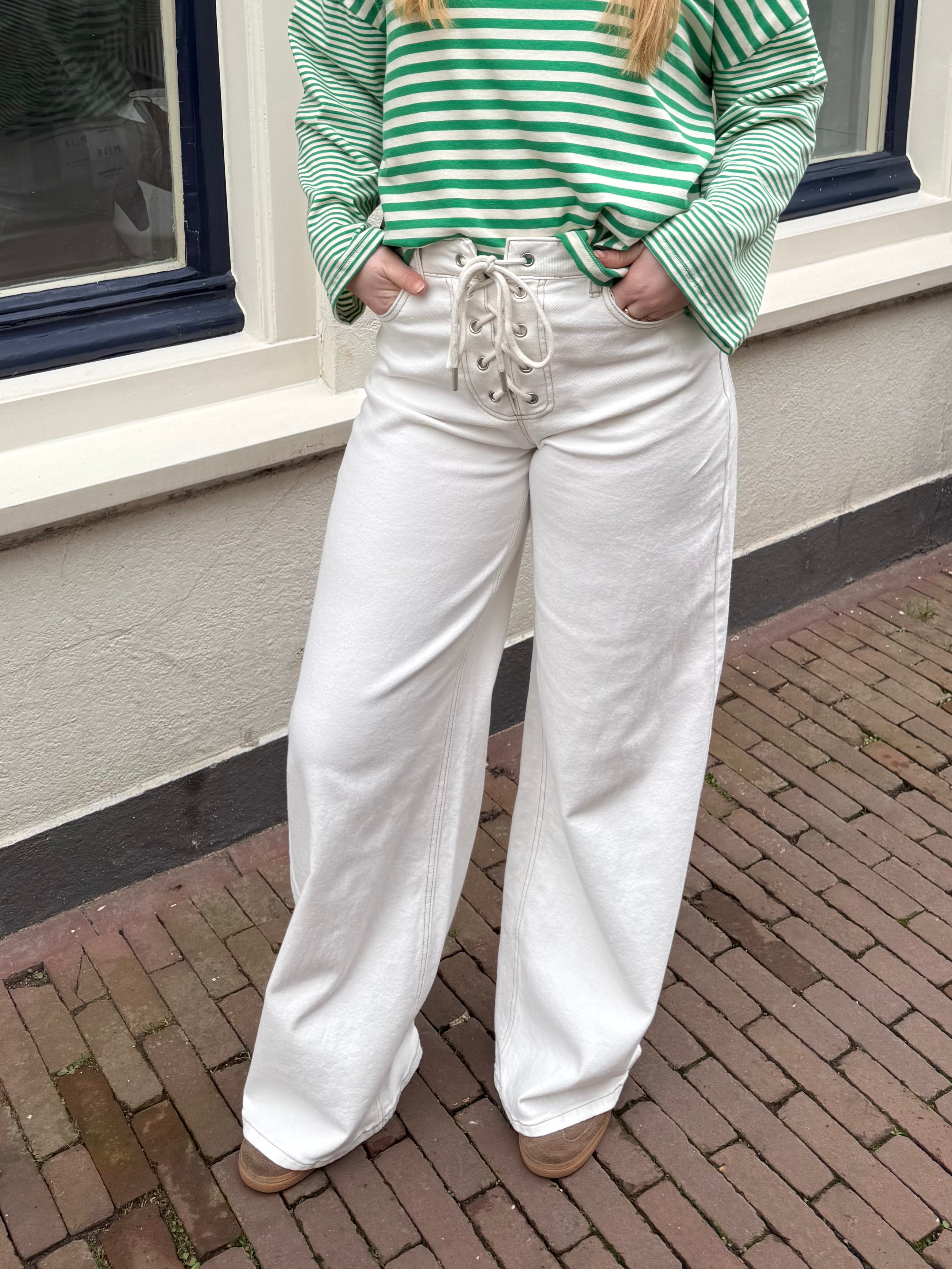 Wide Leg Jeans met Striksluiting
