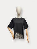 Spitzen-T-Shirt Schwarz