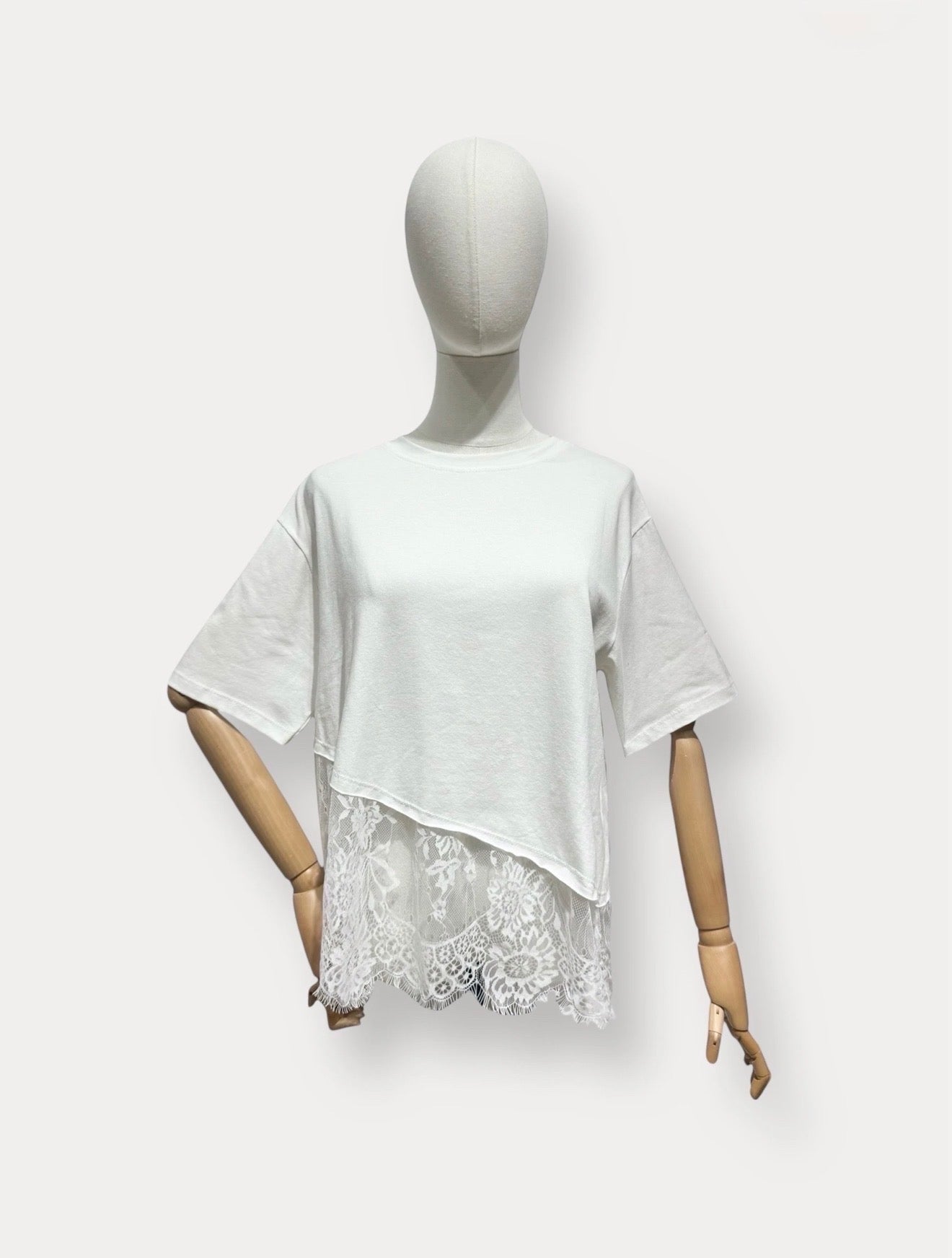 Spitzen-T-Shirt Weiß