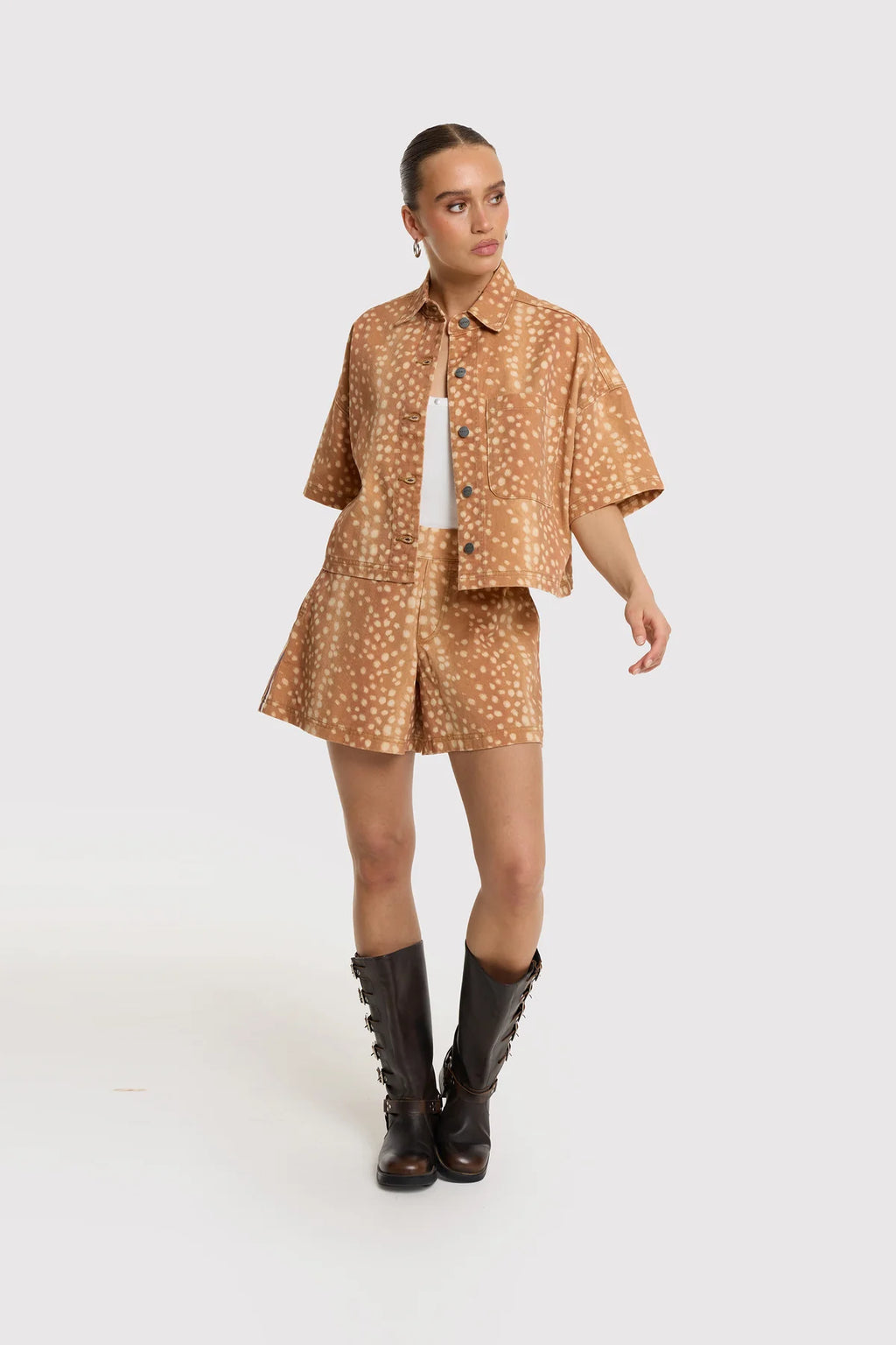 Refined Department Cropped Blouse Bambi Print ADELINE