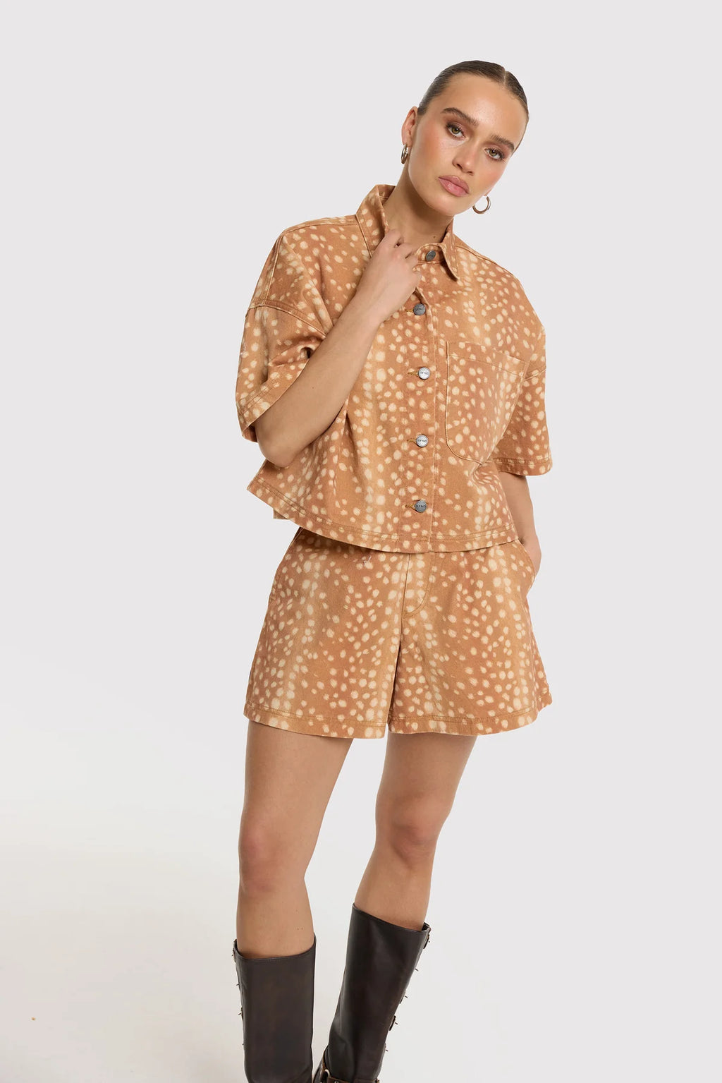 Refined Department Cropped Blouse Bambi Print ADELINE