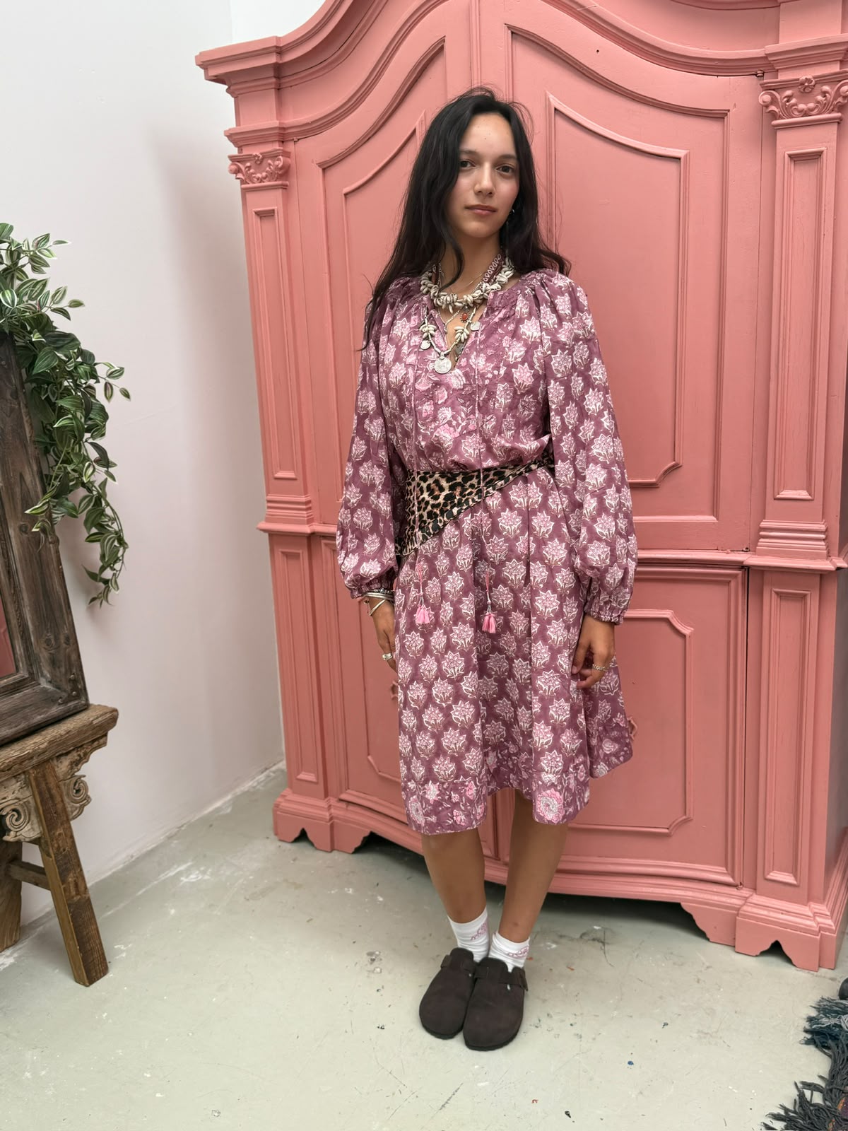 Blockprint Jurk Lang Purple
