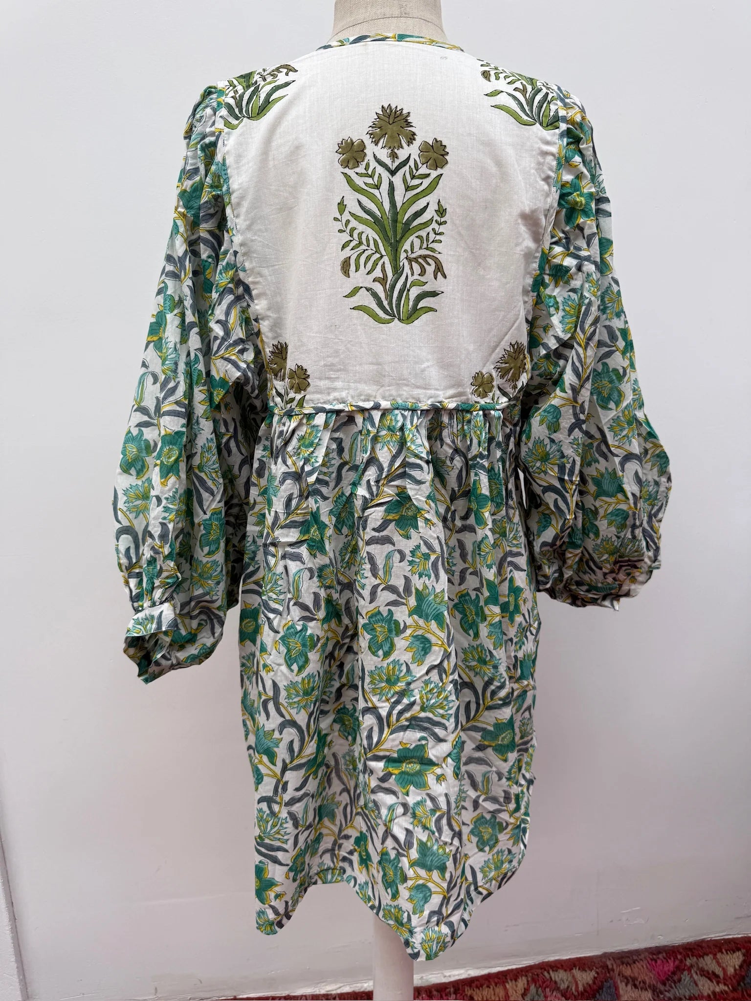 Blockprint Jurk Mini Green