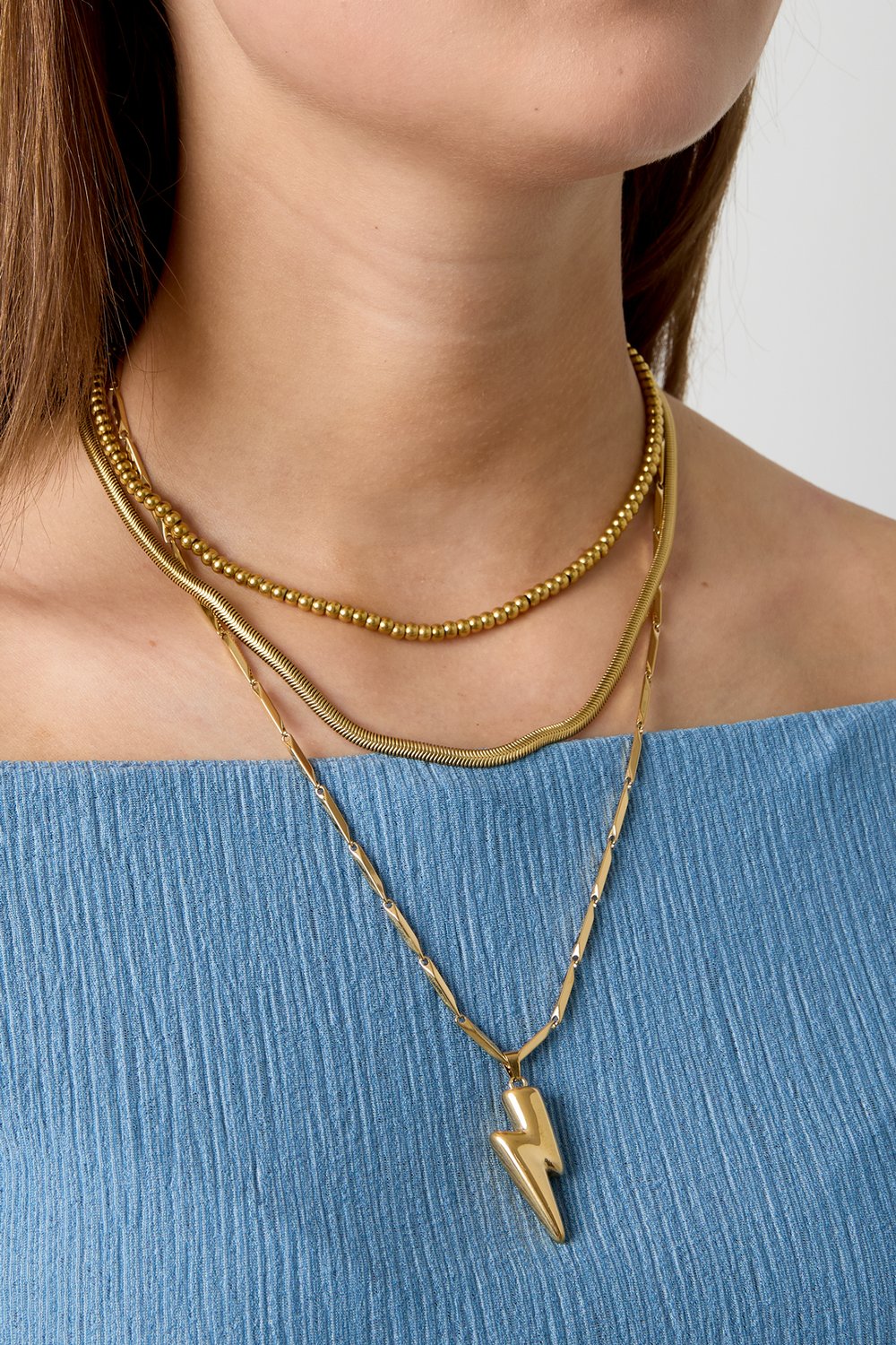 Lightning Necklace Gold